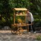 Large Wooden 3 Tier Rolling Table Cart With 2 Wheels for Home Decor, Modern Wagon with Shelves for Display Rack, Lemonade stand, Food Stand, Beverage Bar, or Tea Stall